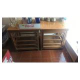 A pair of end stands. They have heavy wear on the
