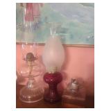 Lot of three vintage oil lamps