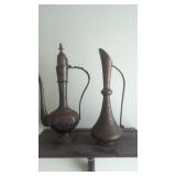 Two brass India teapots
