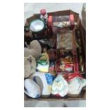 Tray lot of Christmas decor ornaments nutcracker