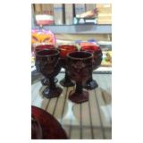 Ruby red glass small goblets a lot of five