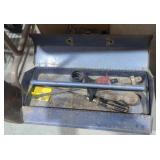 Old metal tool box with tools