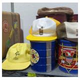 Advertising tins and vintage hats all advertising