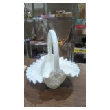 Hobnail milk glass basket 8' x 7'