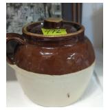 Crown bean pot salt glazed crock