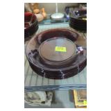 Ruby red glass 9-in plates lot of seven