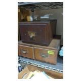 Retro wooden card catalog boxes