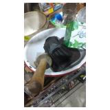 Enamelware bowl pestle hummingbird glass