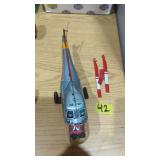Press metal vintage tin friction toy helicopter