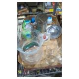 Lot of vintage kitchen glassware tape gun paint