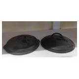 Two cast iron pot lids Hasting cover number 8