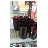 Ruby red glass lot of 13 highball glasses