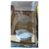 Hand on the nest tops. Milk glass Indiana