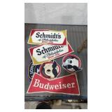 Old patches advertising Budweiser Schmidt's
