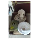 Grease canister, peacock & other china