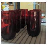 Ruby red glass lot of seven glasses