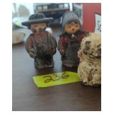 Vintage metal salt and pepper shakers and a