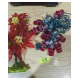 Red and green lucite plastic ponzetta Santa Claus