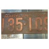 1924 Maryland license plate original patina