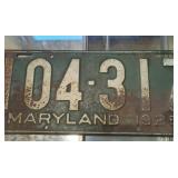 1925 Maryland license plate original patina