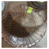Pink depression, glass server 10'