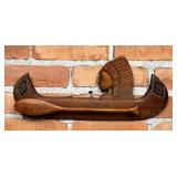 Folk Art Indian Canoe Tie Bar Hanging Rack
