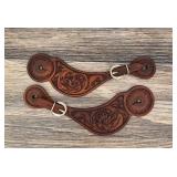 Tooled Leather Cowboy Spur Straps