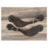 Tooled Leather Cowboy Spur Straps
