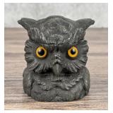 Arts & Crafts Figural Owl Head Inkwell
