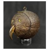 Folk Art Carved Coconut Owl Box
