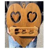 Folk Art Carved Wood Heart Shelf