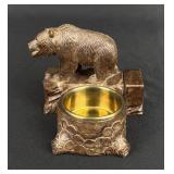 Swiss Black Forest Carved Wood Bear Ashtray