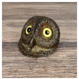 Cold Painted Owl Head Cast Iron Paper Clip