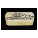 Scrimshaw Whaling Scene Puzzle Box