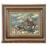 Sheryl Bodily Calf Roping Oil on Canvas Painting
