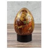 Orthodox Wood Easter Egg Russian Mother Mary Icon