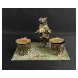 Heyde Cold Painted Metal Bear Inkwell
