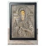Greek .950 Silver Oklad Icon of Saint Anthony