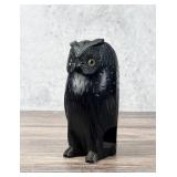 Black Forest German Carved Wood Owl Wall Pocket