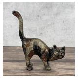 Folk Art Arched Cat Wood Carving