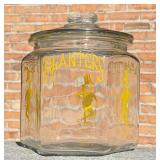 Antique Planters Peanuts Glass General Store Jar