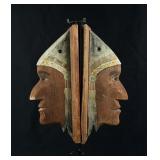 Antique Folk Art Wood Indian Chief Corbels