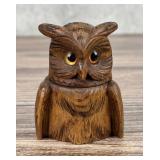 Black Forest German Carved Owl Inkwell