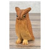 Folk Art Carved Wood Owl