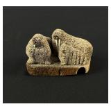 Weir Negovanna Whalebone Walrus Family Carving