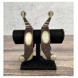 MA Marked Silver Overlay Montana Cowboy Spurs