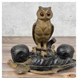 Black Forest German Carved Owl Inkwell Pen Stand