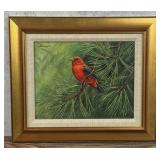 Joe Thornbrugh Scarlet Tanager Acrylic Painting
