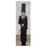 Larry Koosed Folk Art Carved Wood Man with Ruler