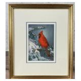 Thelma Giampietri Winter Cardinal Gouache Painting